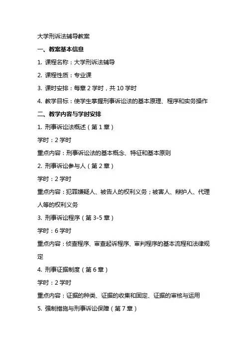 大学刑诉法辅导教案