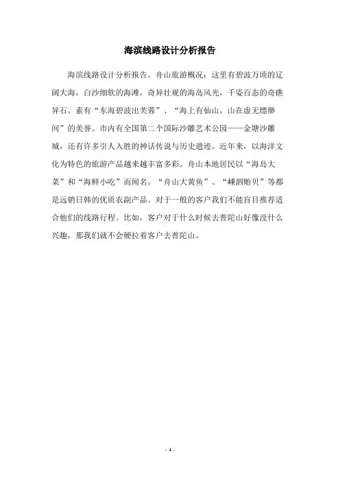 海滨线路设计分析报告