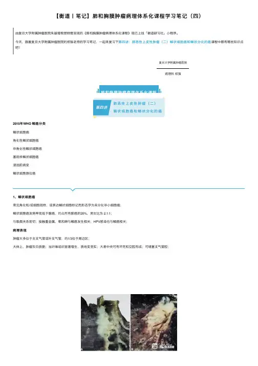 【衡道丨笔记】肺和胸膜肿瘤病理体系化课程学习笔记（四）