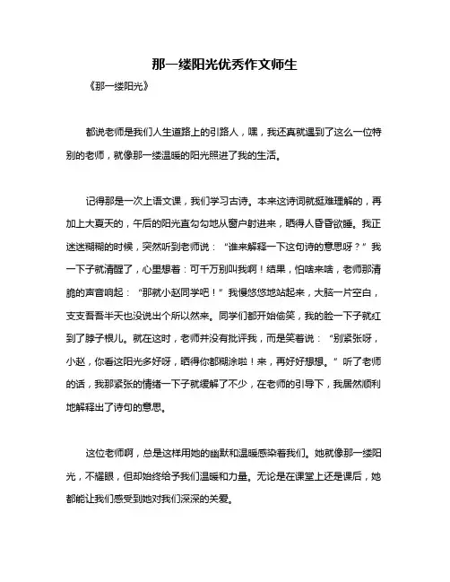 那一缕阳光优秀作文师生