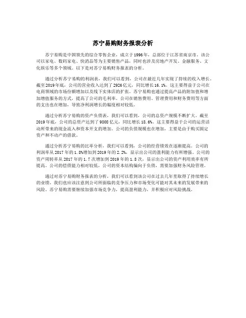 苏宁易购财务报表分析