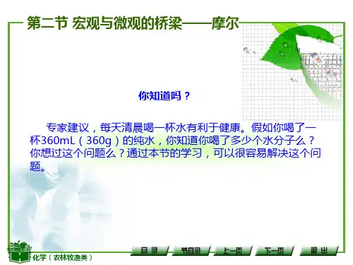 中职《化学》(农林牧渔+高教版)课件+第一章+化学基本概念和理论+第二节++宏观与微观的桥梁(之一)