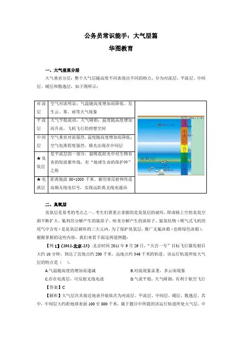公务员考试常识能手：大气层篇