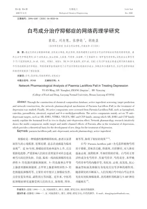 白芍成分治疗抑郁症的网络药理学研究