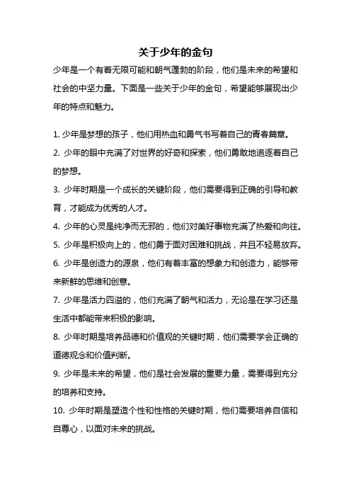 关于少年的金句