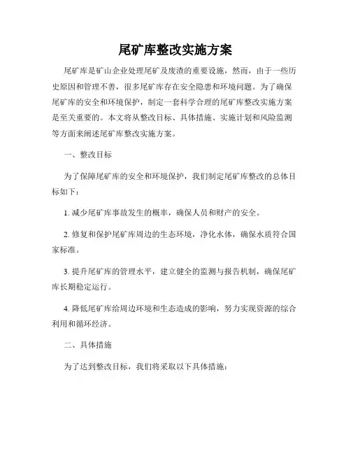 尾矿库整改实施方案