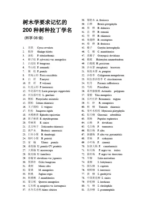 200种树木拉丁学名