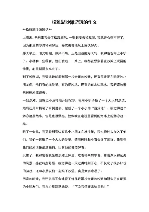 松雅湖沙滩游玩的作文