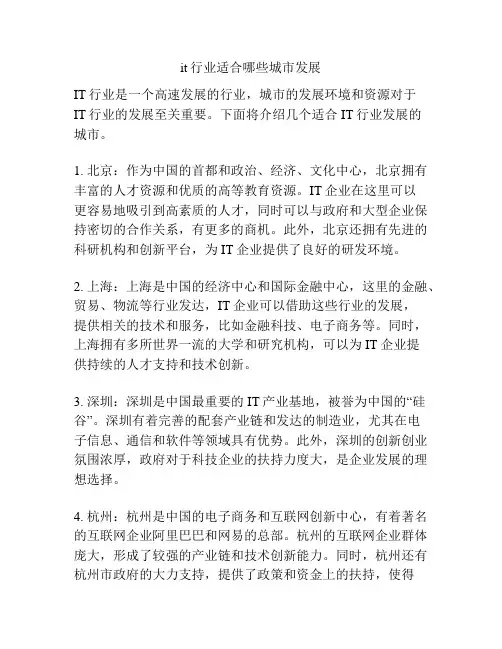 it行业适合哪些城市发展