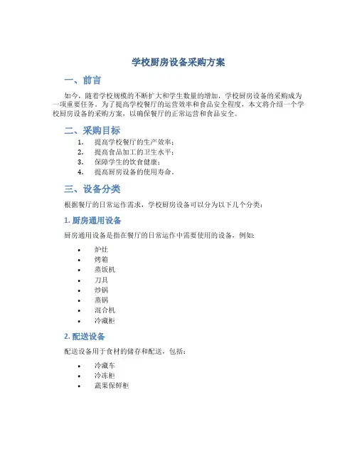 学校厨房设备采购方案