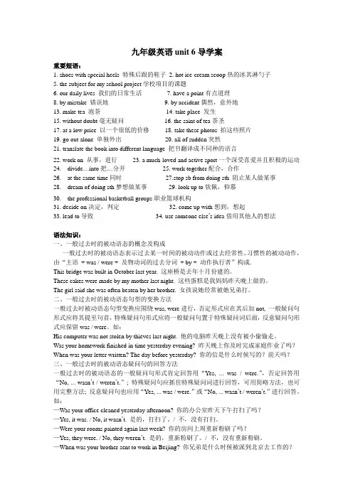 九年级英语unit 6导学案