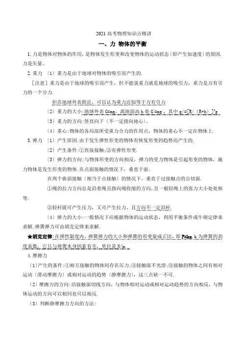 2021高考物理必考点