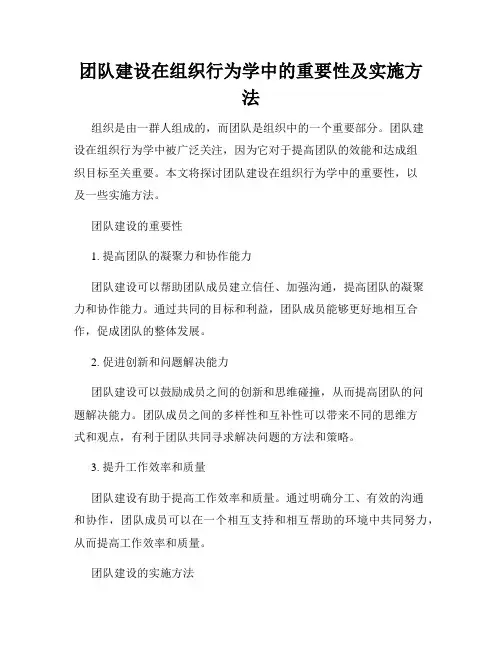 团队建设在组织行为学中的重要性及实施方法