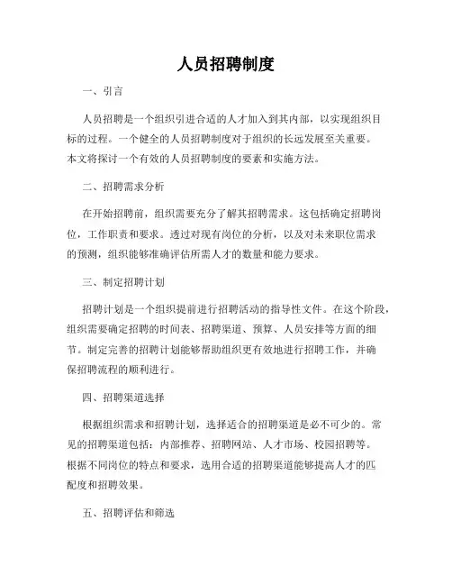 人员招聘制度