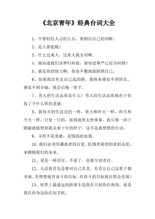 《北京青年》经典台词大全