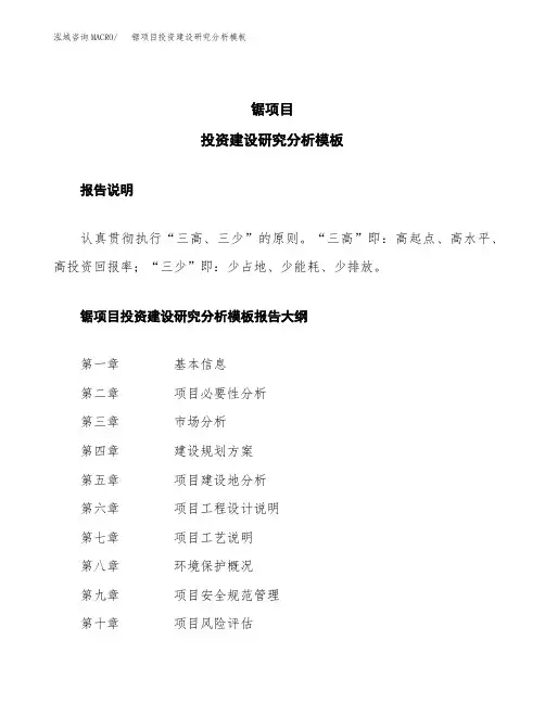 锯项目投资建设研究分析模板重点及难点分析