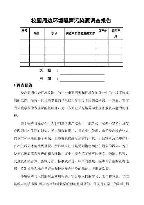 校园环境噪声监测报告
