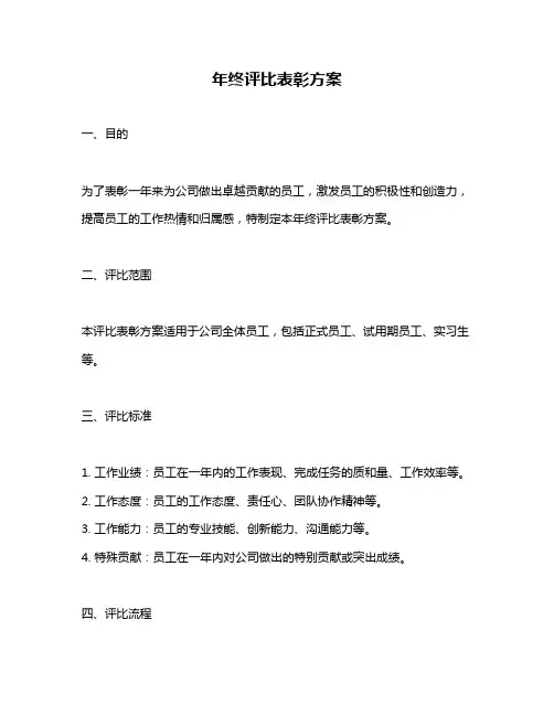 年终评比表彰方案