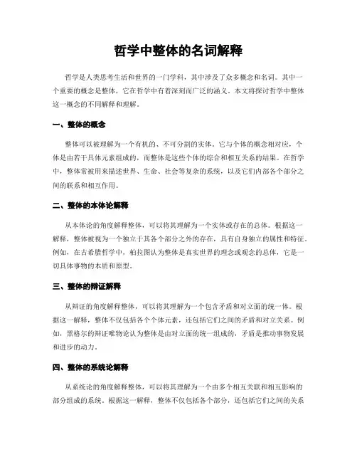 哲学中整体的名词解释