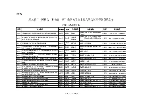 第九届“中国移动‘和教育’杯”全国教育技术论文活动江西赛区获奖名单