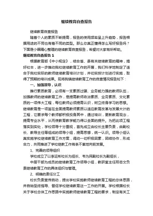 继续教育自查报告
