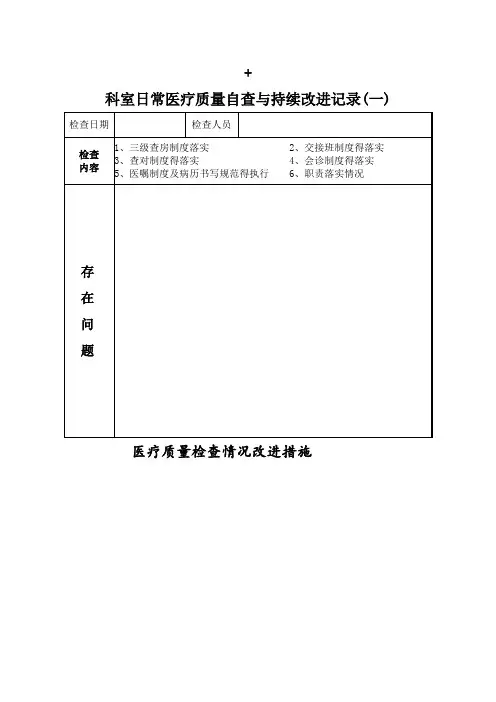 科室日常医疗质量自查与持续改进记录