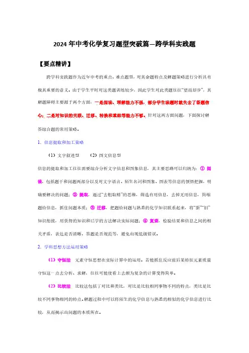 2024年中考化学复习题型突破篇—跨学科实践题