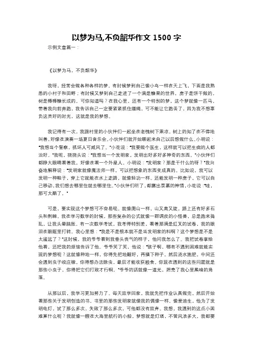 以梦为马,不负韶华作文1500字