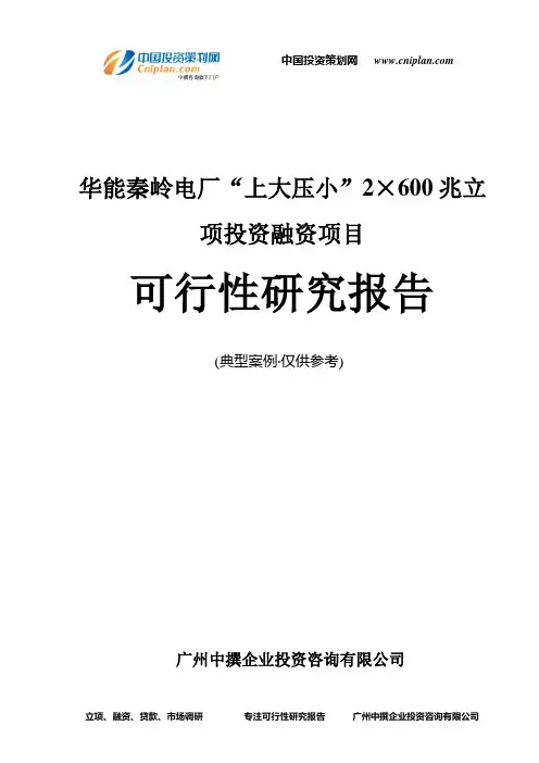 华能秦岭电厂“上大压小”2×600兆融资投资立项项目可行性研究报告(非常详细)