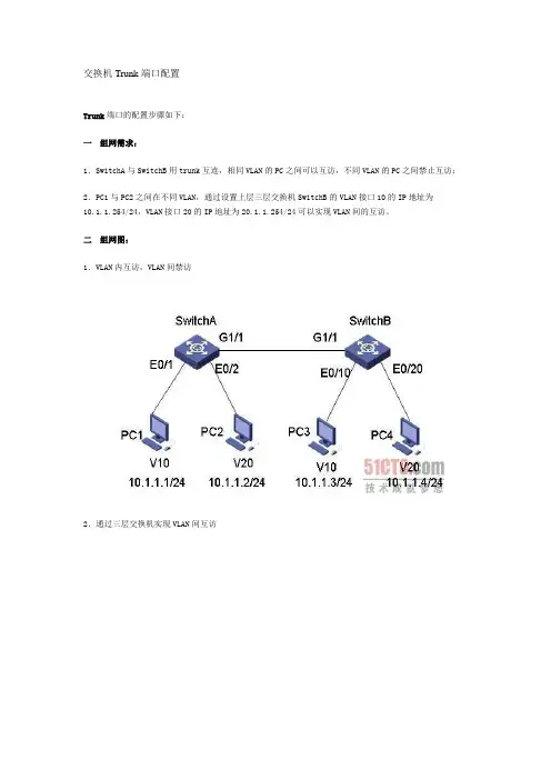 交换机Trunk端口配置