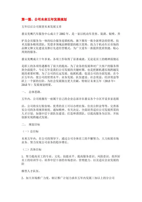五年以后公司展望未来发展文章