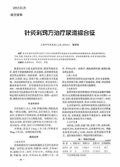 针灸利窍方治疗尿道综合征