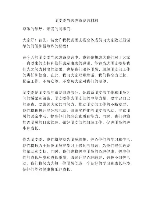 团支委当选表态发言材料