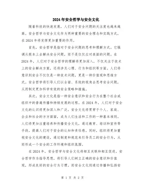2024年安全哲学与安全文化