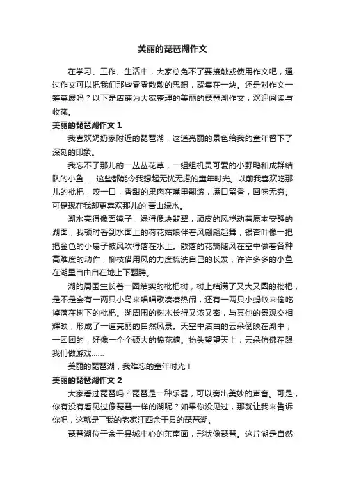 美丽的琵琶湖作文
