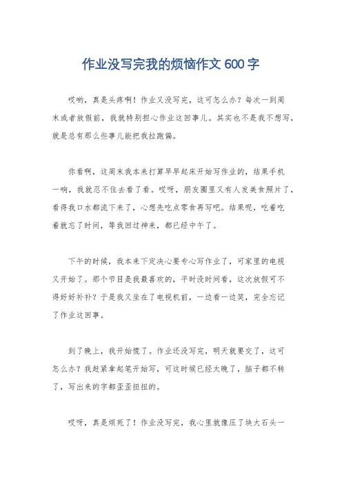 作业没写完我的烦恼作文600字