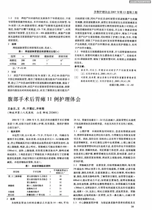 腹部手术后胃瘫11例护理体会