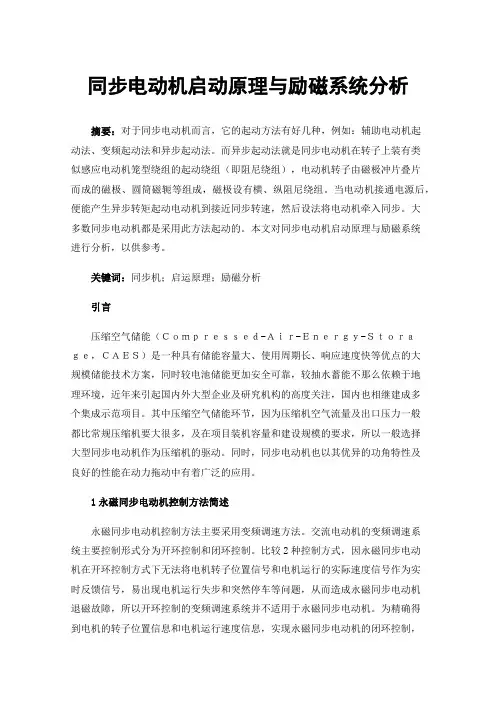 同步电动机启动原理与励磁系统分析