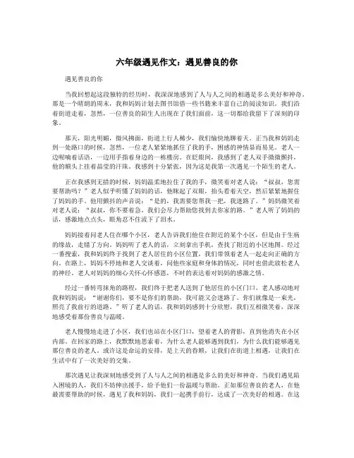 六年级遇见作文：遇见善良的你
