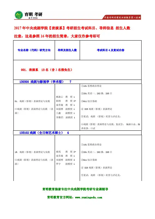 2016年中央戏剧学院【表演系】考研专业课复习重点词条总结及真题解析 - 25