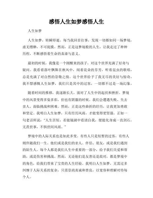 感悟人生如梦感悟人生