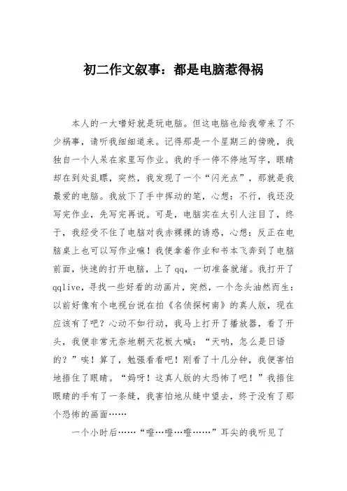 初二作文叙事：都是电脑惹得祸