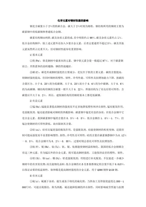 化学元素对钢材性能的影响