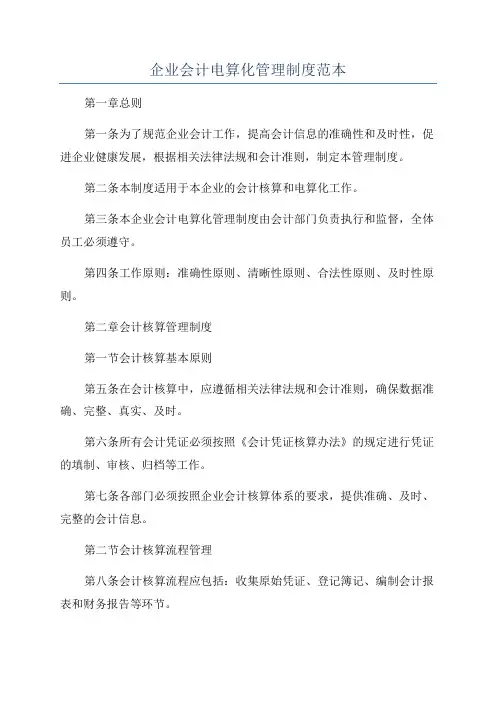 企业会计电算化管理制度范本
