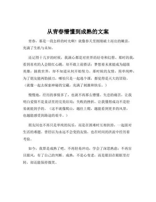 从青春懵懂到成熟的文案