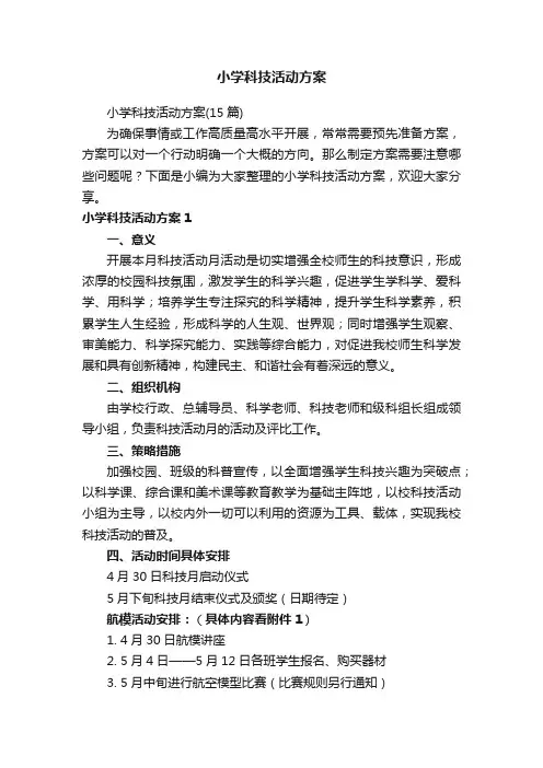小学科技活动方案