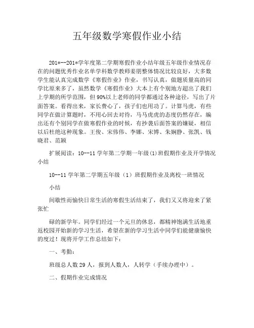 五年级数学寒假作业小结