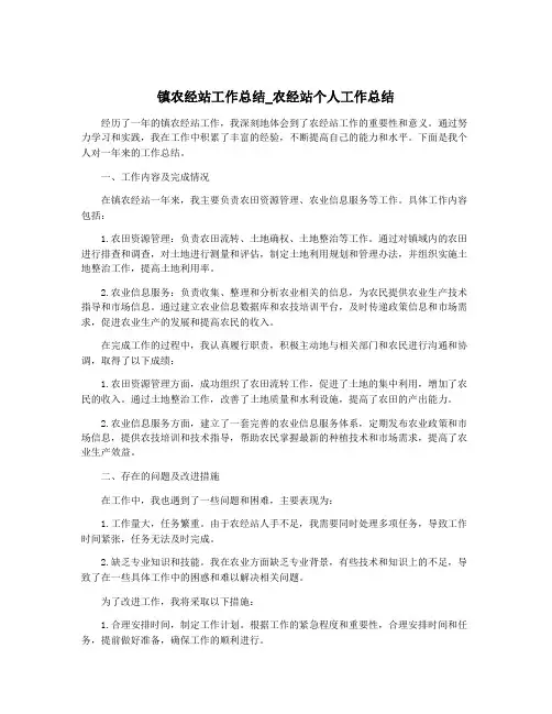 镇农经站工作总结_农经站个人工作总结