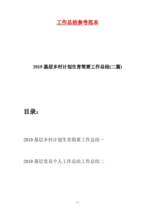 2019基层乡村计划生育简要工作总结(二篇)