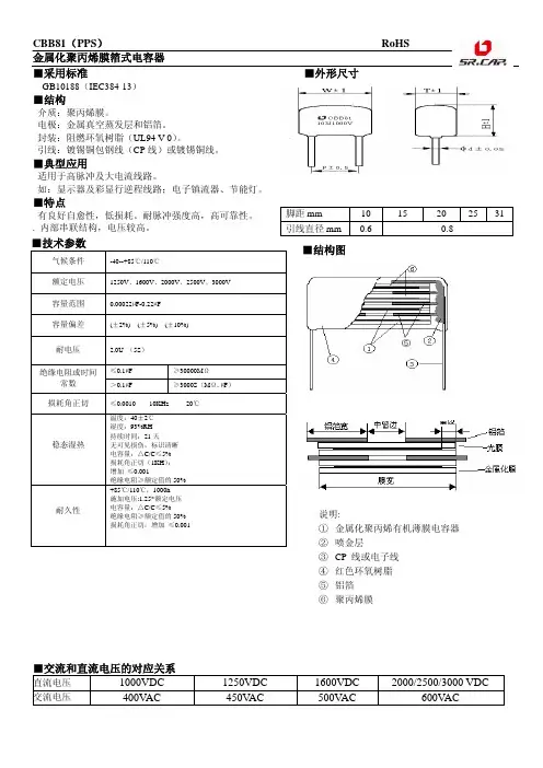 CBB81 PPS RoHS 金属化聚丙烯膜箔式电容器